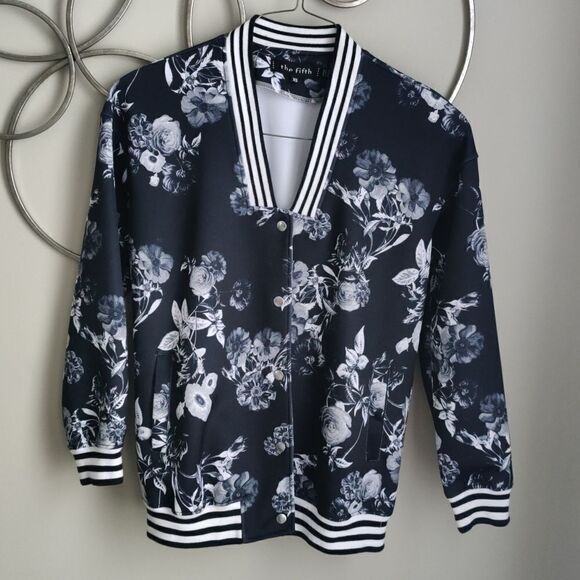 The Fifth Label long floral//stripe bomber jacket - Picture 3 of 10